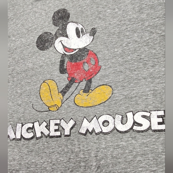 Disney Mickey Mouse Retro Style Spell Out Grey Tee Shirt.  Medium - Picture 2 of 6